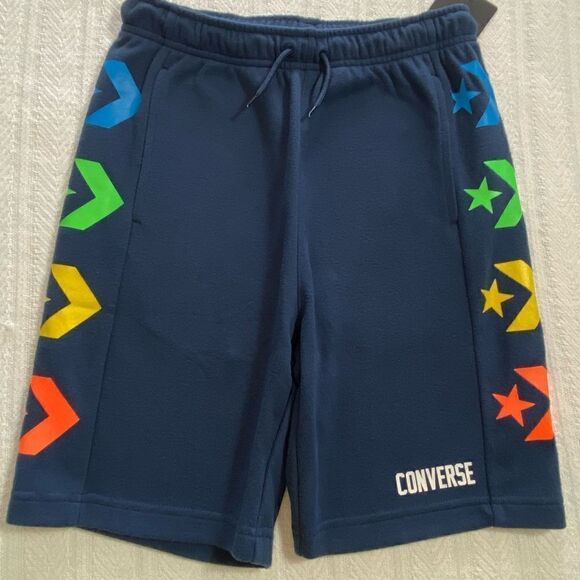 CONVERSE  BOYS NAVY French Terry Shorts with side panel design NWT - Picture 1 of 7